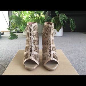 New tan lace up Joie boots.